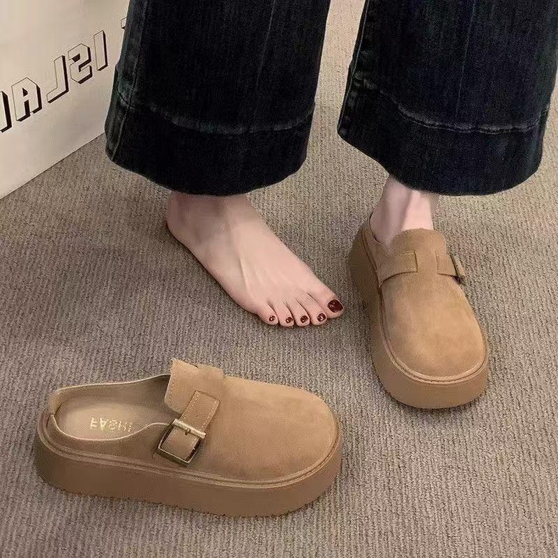 Retro dicke Sohle Birkenstock Kopf Halbschuhe, neues Frühjahr Außenbekleidung höhenverstellbare Birkenstock Schuhe 38 kamelfarben