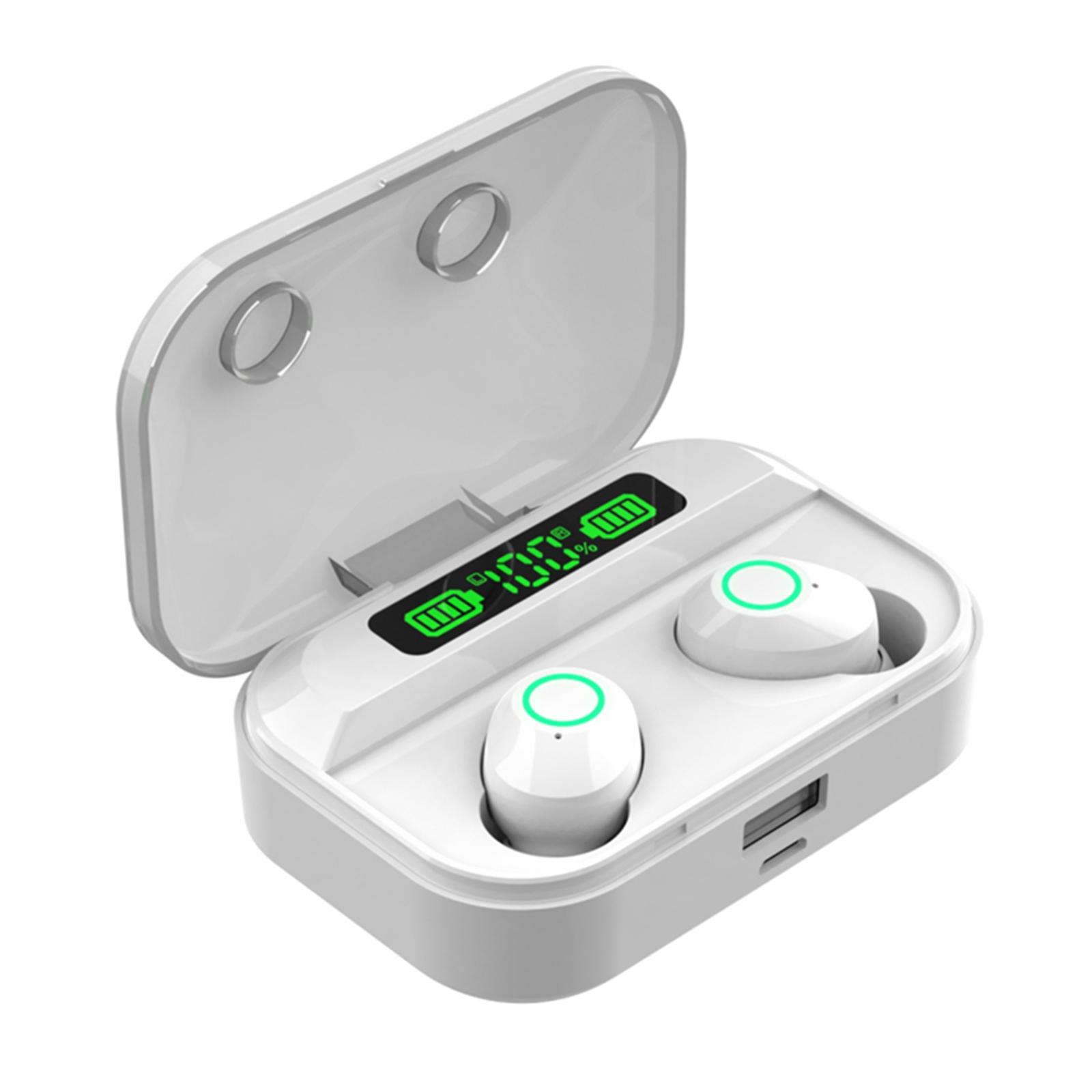 Smart BT Headset Touch Digital Display 5.1 Kabelloses wasserdichtes In-Ear-Headset HD-Klangqualität Bass weiß