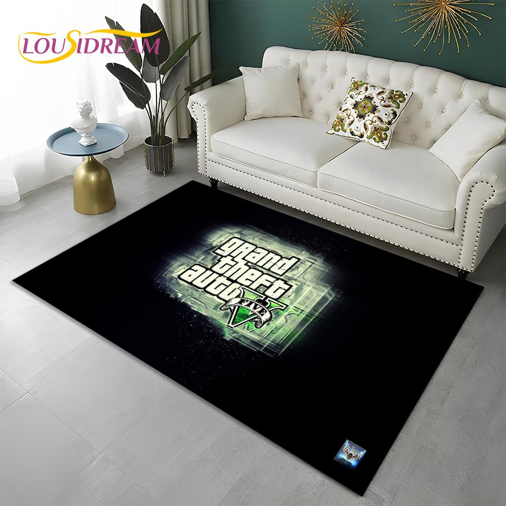 Grand Theft Auto Spiele 3D GTA Gamer Teppich Teppich für Zuhause Wohnzimmer Schlafzimmer Sofa Fußmatte Dekor, Kinderbereich Teppich Rutschfeste Bodenmatte 70x100cm
