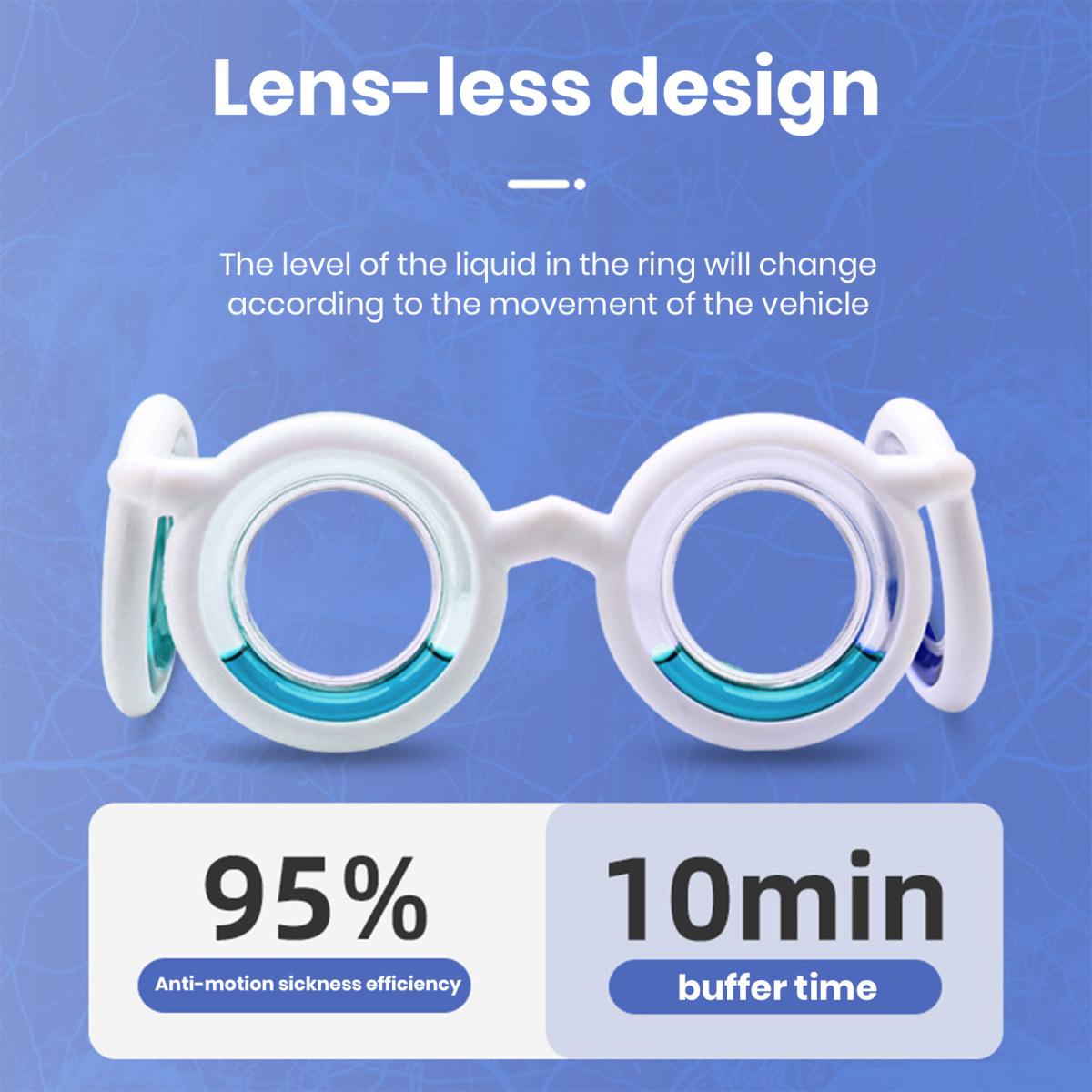 Brille gegen Reisekrankheit, lindert Reisekrankheit, Brille gegen Flugkrankheit, Seekrankheit, Brille ohne Linse, Flüssigkeitsbrille gegen Übelkeit und Schwindel für Erwachsene oder Kinder blau