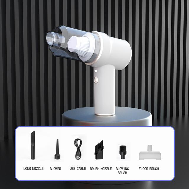 Neuer 8000Pa kabelloser Auto-Staubsauger und Air Duster kabelloser Hand-Auto-Staubsauger Haushalts- und Auto-Mini-Staubsauger mit doppeltem Verwendungszweck weiß
