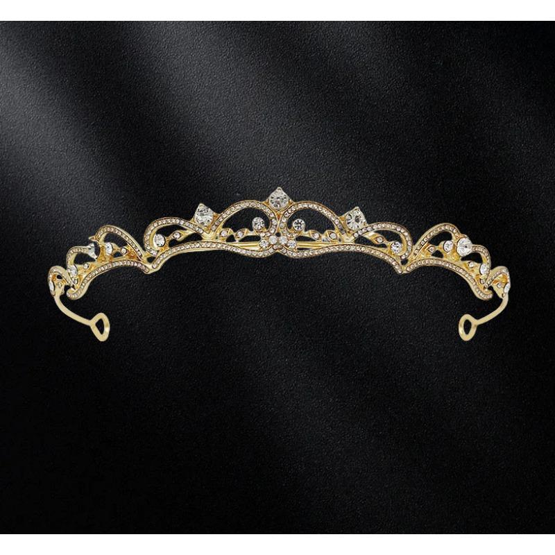 Einfaches Strass-Braut-Haarband Kopfschmuck Barocke Legierung Geburtstag Kleine Krone Haarband Brautkleid und Abendkleid Haar-Kompressionszubehör black
