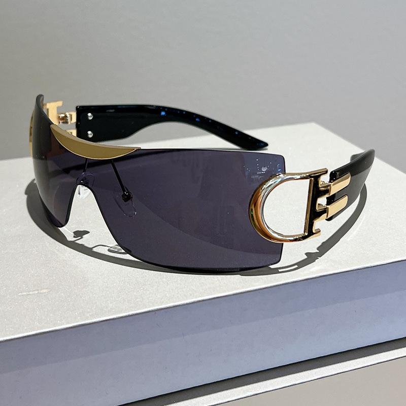 Einteilige randlose Sonnenbrille für Damen, modische quadratische Sonnenbrille für Herren, Luxus-Vintage-Wrap-Around-Sonnenbrille