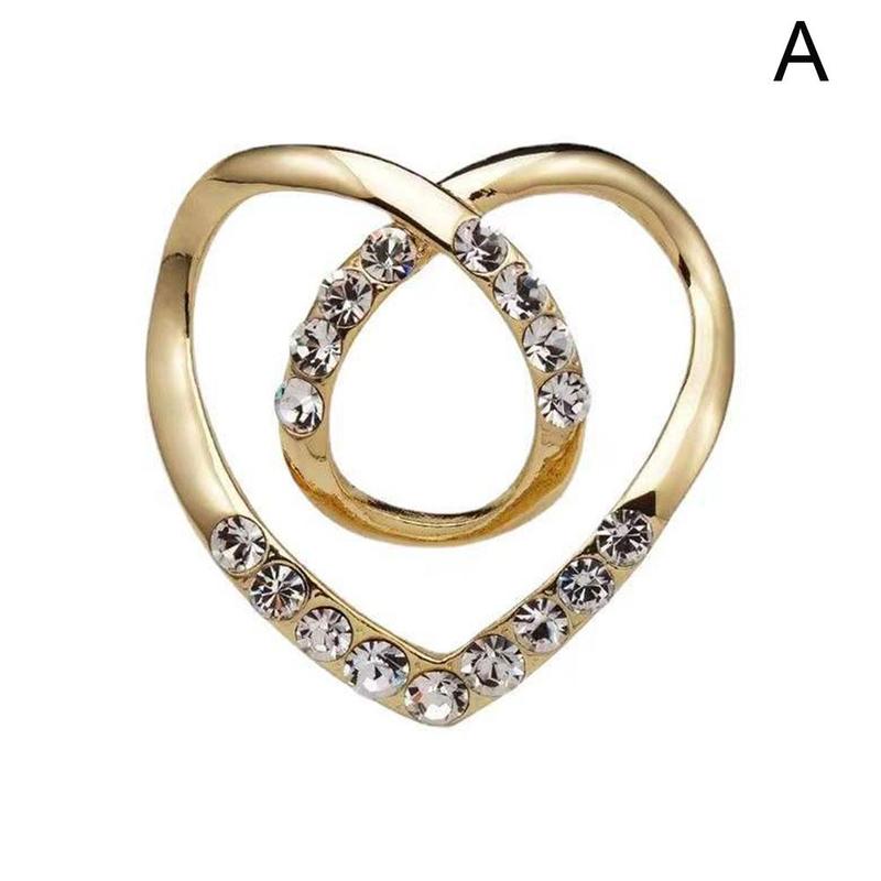 Frauen Metall Strass Schal Herz Schal Brosche Clip T-shirt E7U0 gold