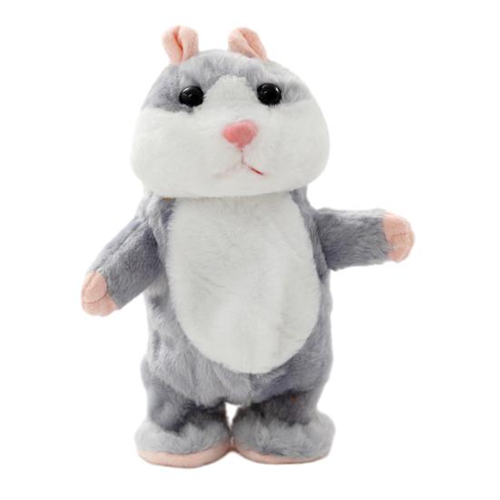 Sprechender Hamster Plüschtier Wiederholt Ihre Worte mit Sprachaufnahme & Laufaktion Niedliches interaktives Stofftier für Kinder Lustige pädagogische Geschenke 15cm grau