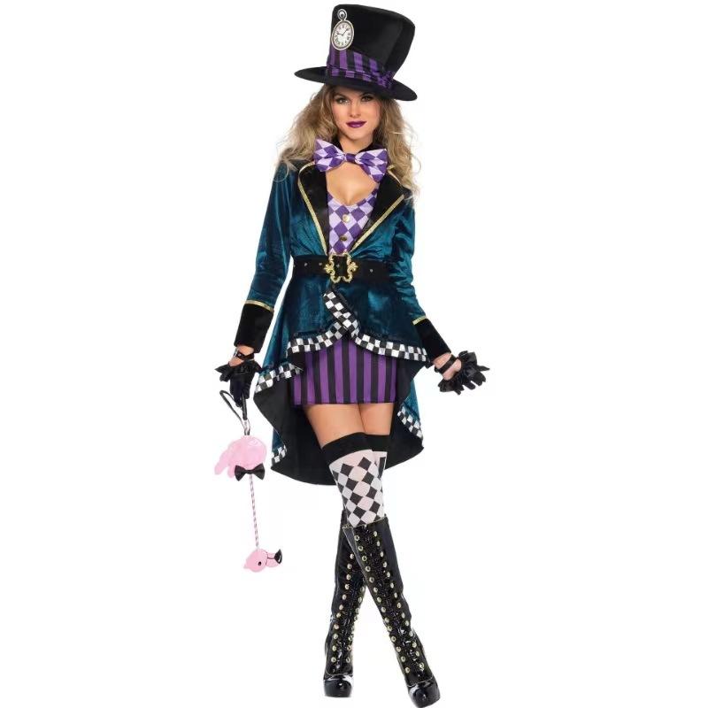 Halloween Uhr Mad Hatter Cosplay Kostüm Sexy Erwachsene Märchen Kleid Frauen Magie Show Kostüm Weihnachten L