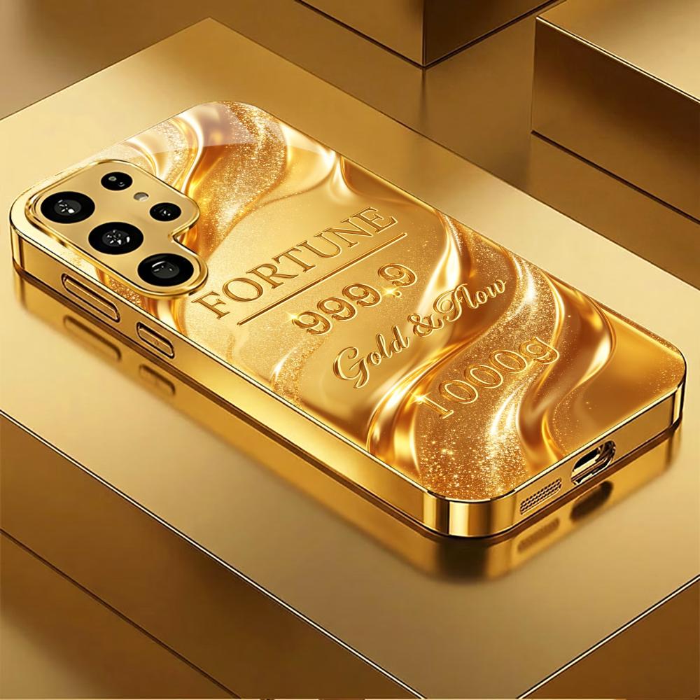 Luxus 1000g Goldbarren Muster Handyhülle s26 ultra Hülle s25 ultra Hülle Glas für Samsung Galaxy S26 S25 S24 S23 S22FE Ultra Plus GalaxyS24