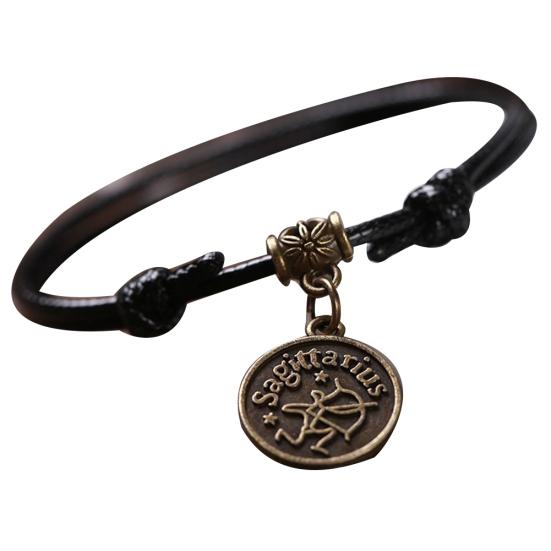 12 Sternbilder, runder Charm, Kunstleder-Fußkettchen, Fußkette, Fußkettchen Sagittarius