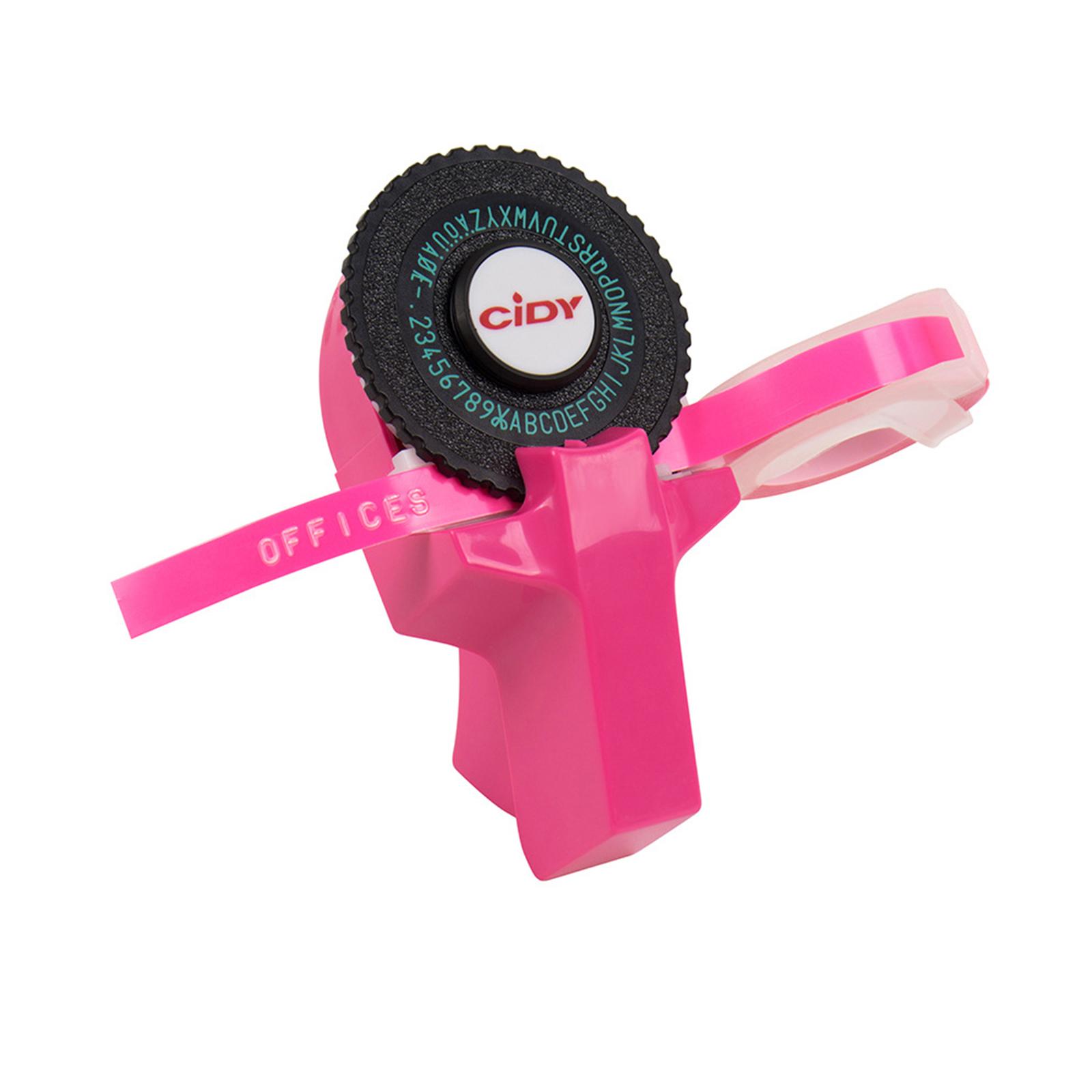 Tragbarer Mini-Etikettendrucker zum Selbermachen, 3D-Prägung, Etikettenschreiber, Drucker, Schreibmaschine mit Kunststoff-PVC rosa