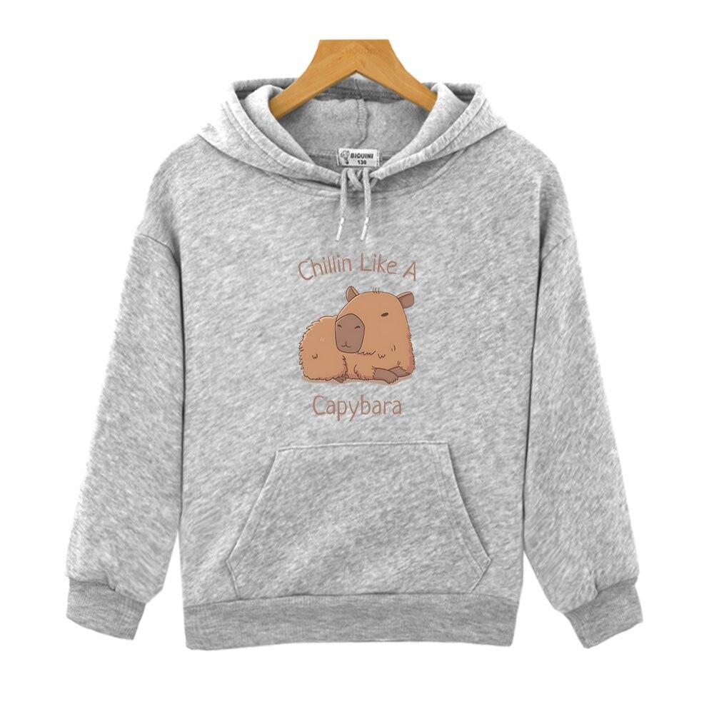 Capybara Hoodies Chilin Like A Sweatshirts Kinder Langarm Tops Kinder Pullover Mädchen Kleidung Y2k Kleidung Baby Jungen Kleidung 130 graue