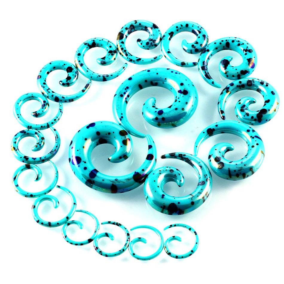 2PCS Acryl Ohr Spirale Stecker Ohrring Messgeräte Punk Acryl Taper Expander Stecker Tunnel Piercings Bahre Kits Körper SchmuckRing 2mm hellblaue