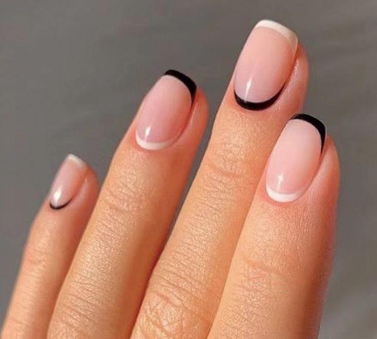 Europäischer & Amerikanischer Stil Klassische Französische Ovale Nailart-Spitzen – Mittel-Lange Ovale Aufkleber