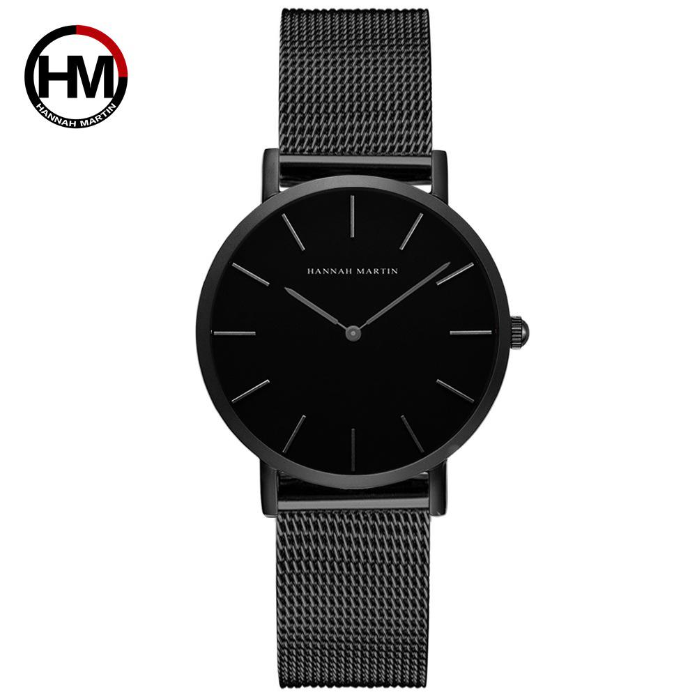 Hannah Martin Wasserdichte Uhr Mode Lässige Damen Quarz Uhr schwarz