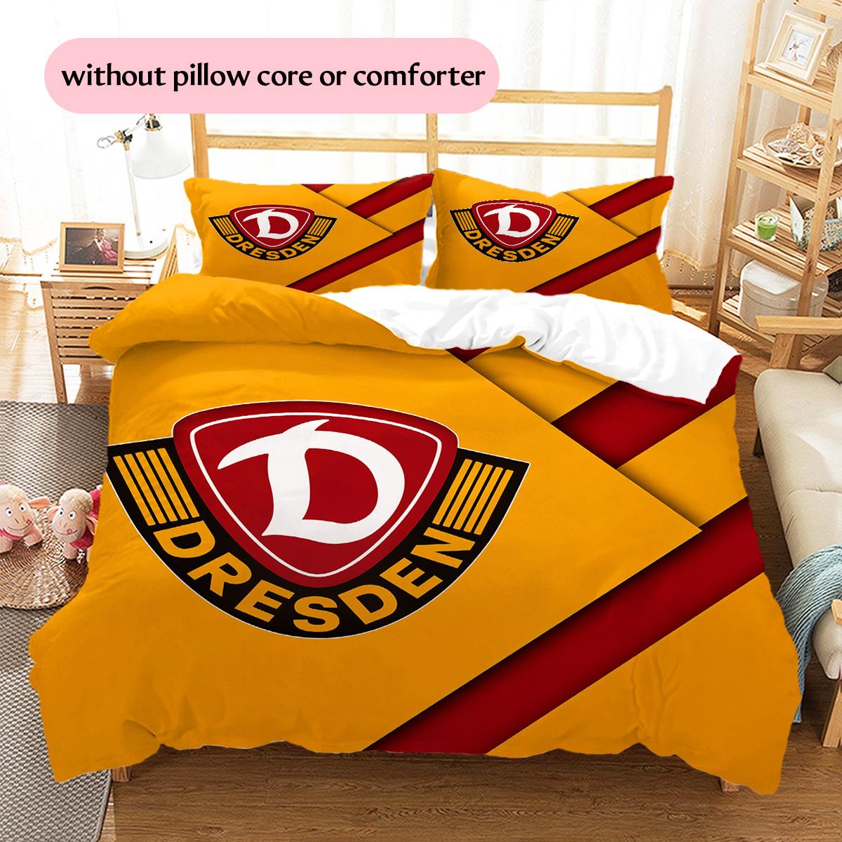 Dynamo Dresden Muster Bettwäsche Bettdecken-Set Heimdekoration Geschenk (1 Bettbezug + 2 Kissenbezüge (ohne Füllung)) 135x200cm