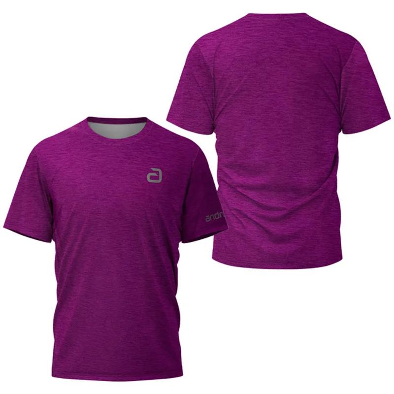 Herren Tischtennis T-Shirt, Sommer Tennis und Badminton Training Outdoor Sport Schnelltrocknend Rundhals Oberteil XXXL lavendel