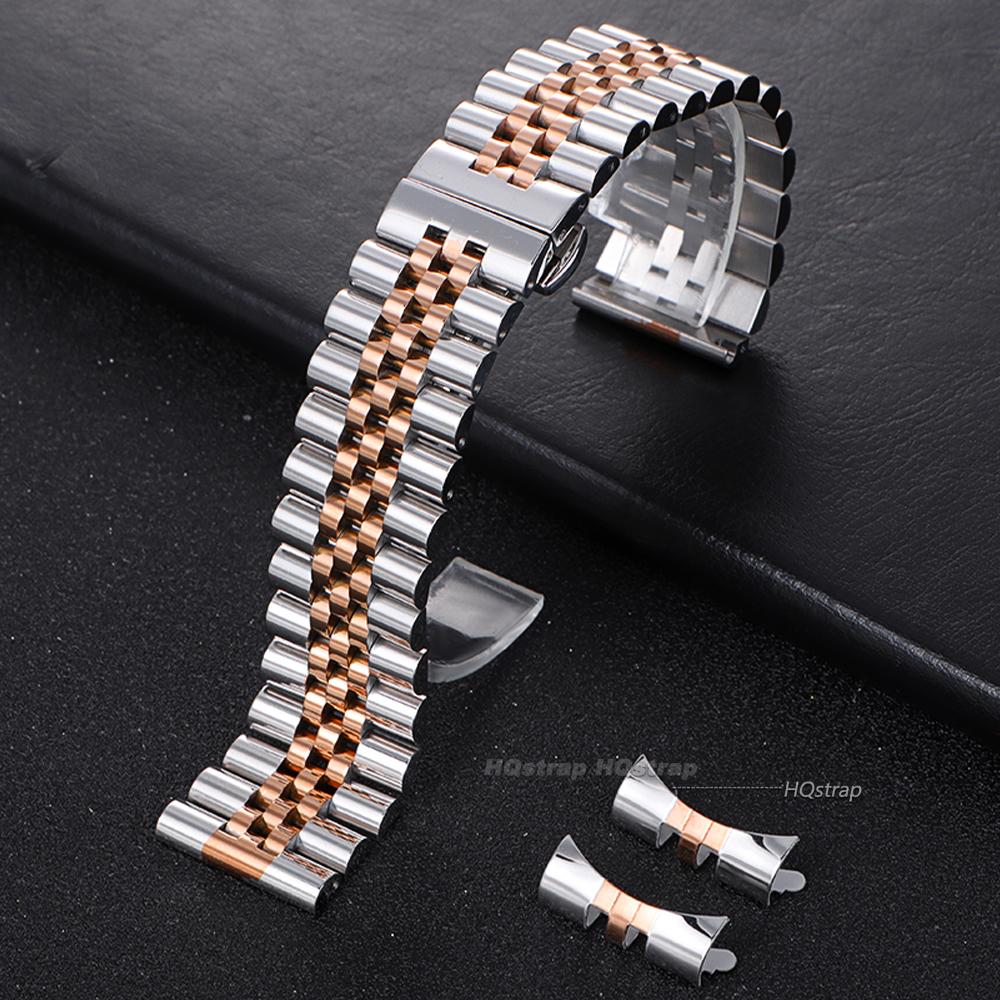 Massives Edelstahl-Uhrenarmband für Rolex Flaches Gebogenes Endstück 12 13 14 16mm 17mm 18mm 19mm 20mm 21mm 22mm Herren Damen Armband 18mm&no logo gray