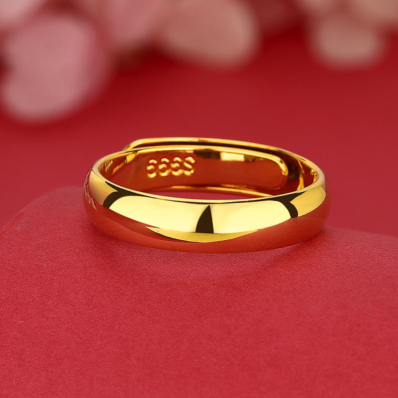Gold AU999 Schlichter Ehering, Verstellbarer Offener Ring für Paare, Minimalistischer Stapelbarer Ring für Damen & Herren, Feiner Schmuck resizable gold
