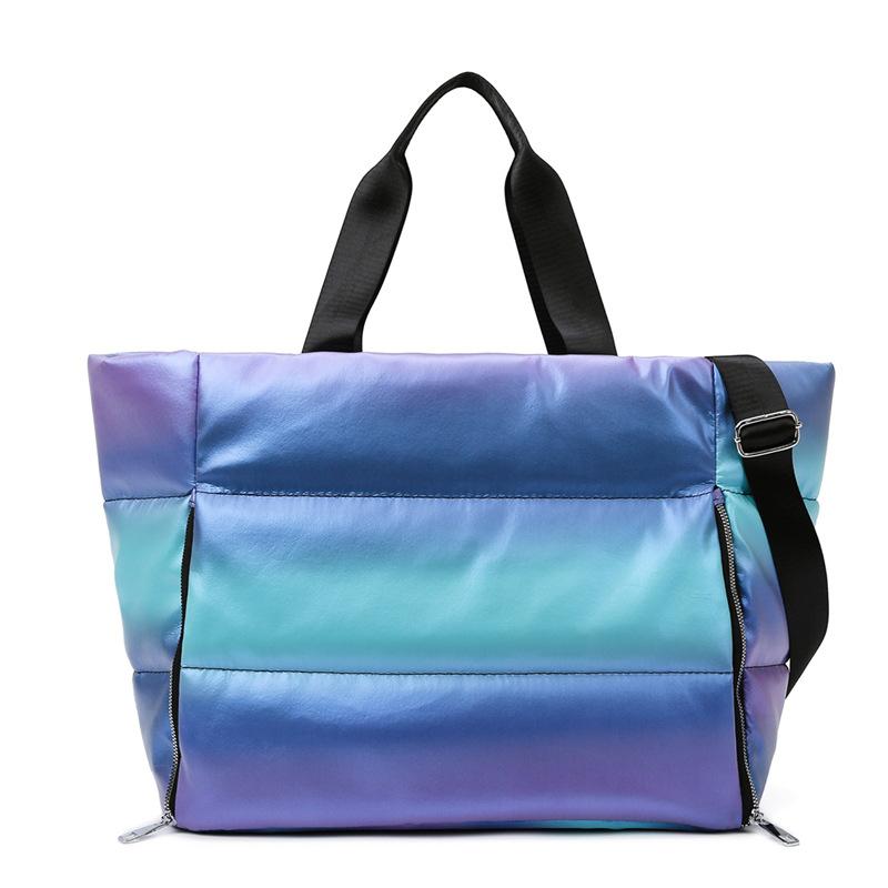 Winter Große Kapazität Umhängetasche für Frauen Wasserdichte Nylon Taschen Platz Pad Baumwolle Feder Unten Große Tote Weibliche Handtaschen blau