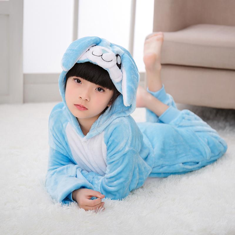 Kinder Kigurumi Katze Onesie Pyjama Mädchen Overall Tier Nachtwäsche Overall Kapuze Pyjama Ohne Schuhe 8T hellblaue