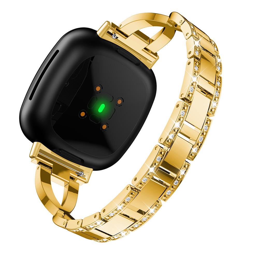 Armband für Fitbit Versa 3/4 Sense Sense2 Smartwatch mit Diamant Herrenuhr Damenarmband Ersatzarmband Zubehör for Fitbit Versa 3 4 gold