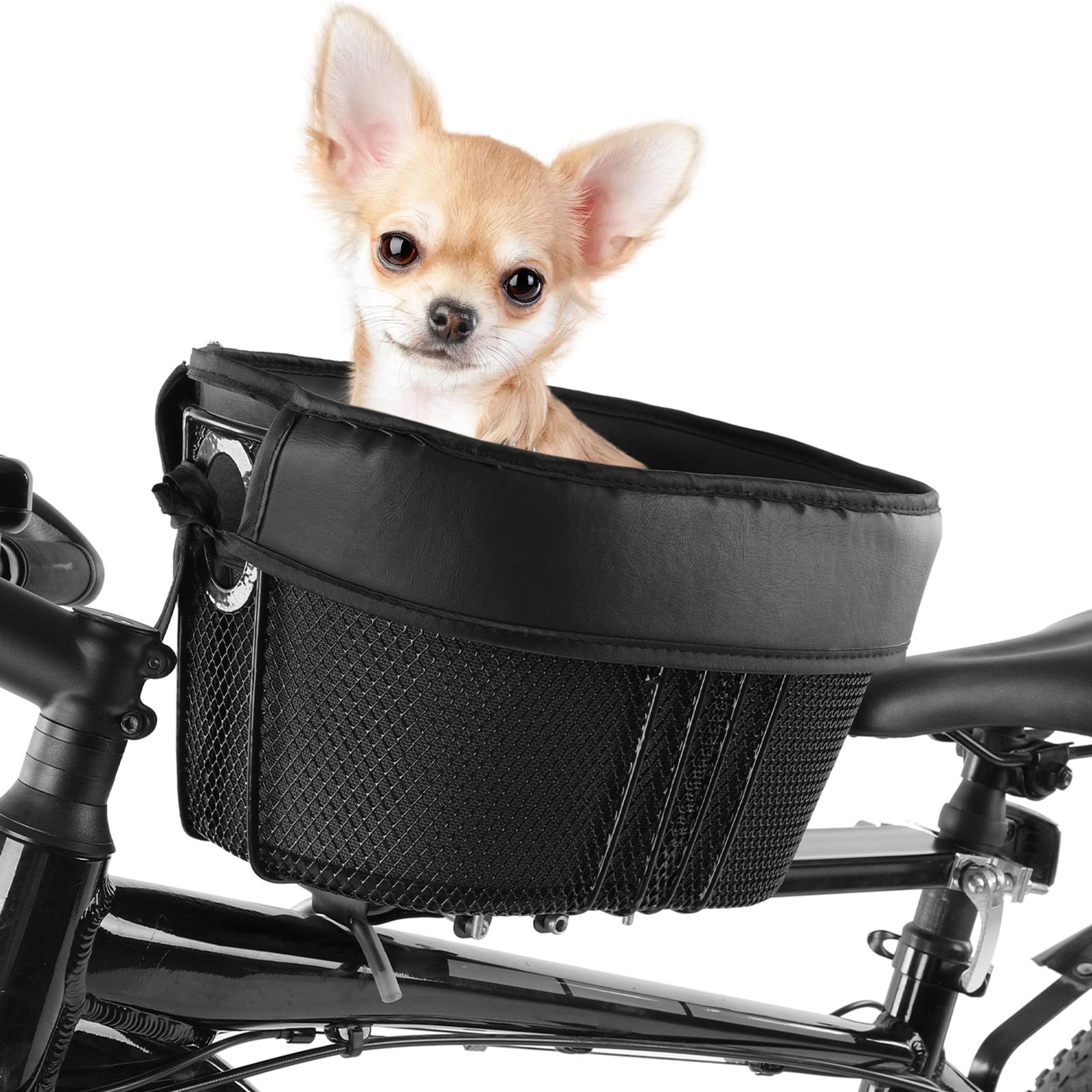 Hundefahrradkorb, Mountainbike-Einkaufskorb, tragbarer Katzen- und Hundeträger für die vordere Querstange des Fahrrads Type A schwarz