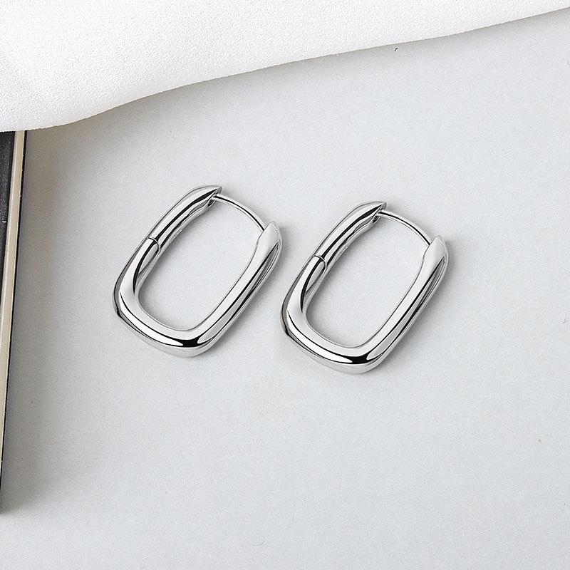 ANENJERY Damen-Modeschmuck, O-Ring-Ohrringe, geometrischer französischer Goldschmuck, Party-Accessoires, Geschenk silber
