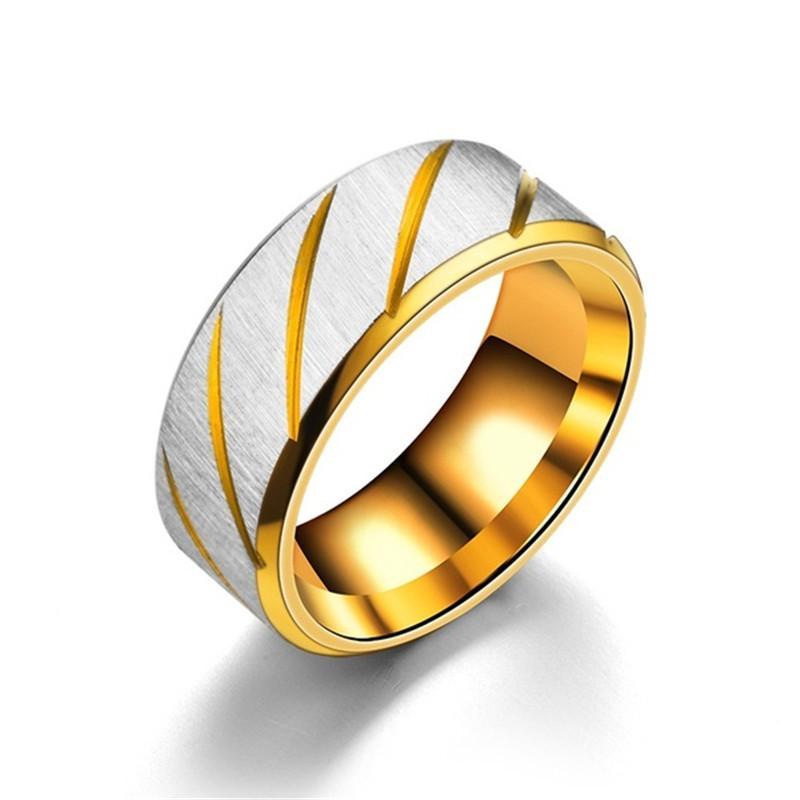 Mode Titan Stahl Ring Spiegel Polieren Schmuck Jahrestag Verlobung Hochzeit Versprechen Ring 11 gold