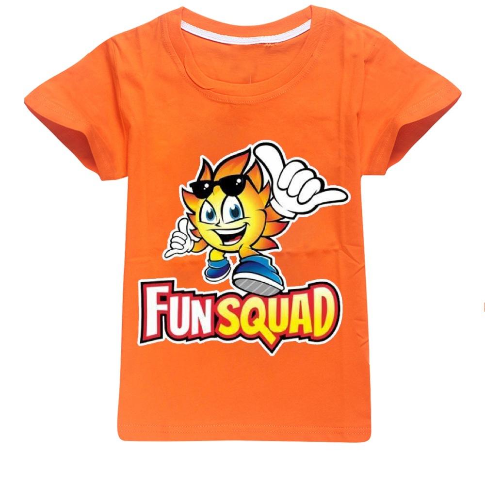 Neue Jungen Sommer Kleidung Kinder Cosplay Fun Squad Gaming T-shirt Pullover 100% Baumwolle Freizeit Mode Kinder Jungen Mädchen Tees Tops 120 orange