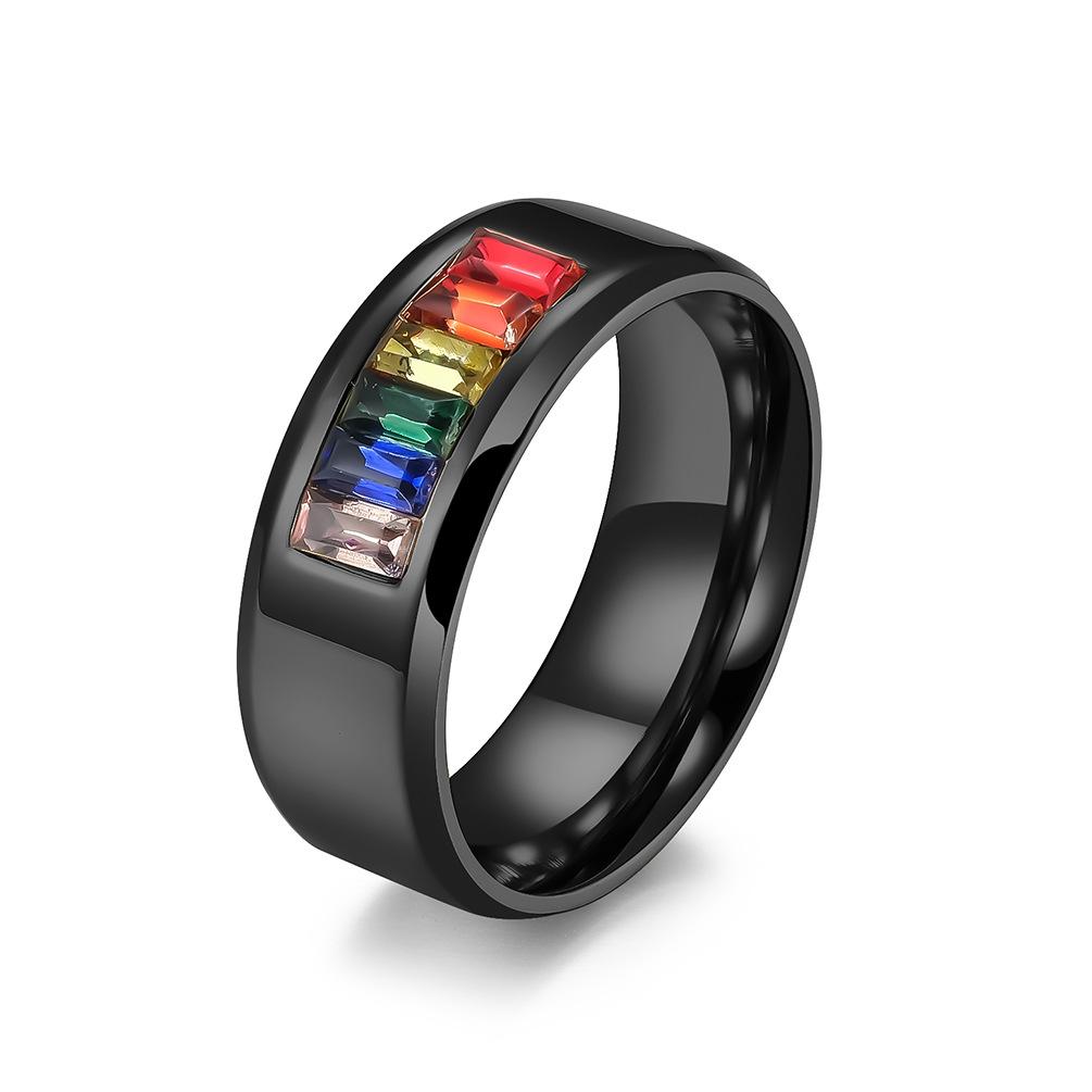 Titan-Stahl-Regenbogen-Ring für Herren und Damen, modischer Ring, Paar-Paar-Ring-Schmuck 5# schwarz