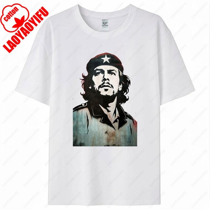 Che Guevara Shirt Rebell Kubanisches Shirt Guerilla Revolution T-Shirt Lässig Kurzarm Herren Hochwertiges T-Shirt Baumwolle Lockere Oberteile L white