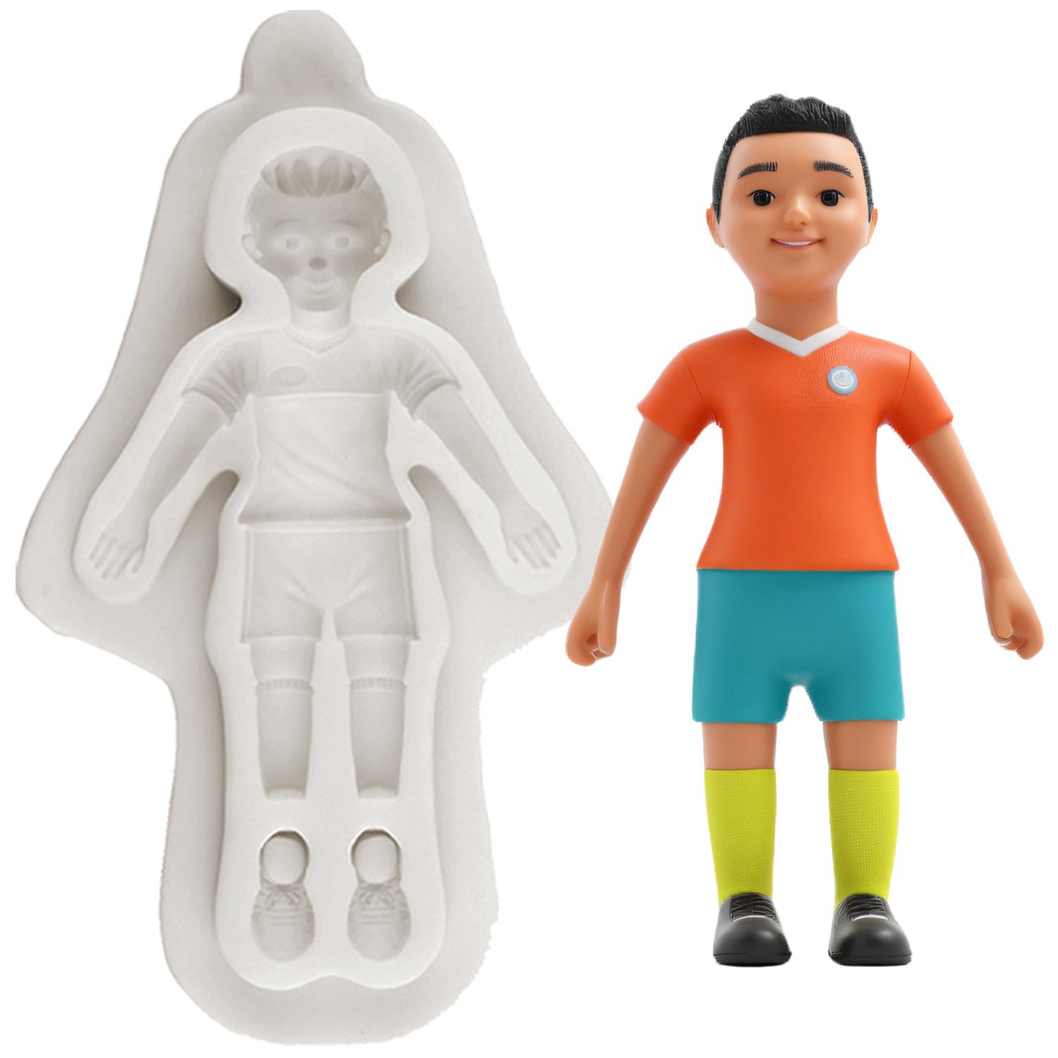 Fußballspieler Silikonformen Fußballer Fußballschuhe Fondantform Kuchen Dekorationswerkzeuge Cupcake Topper Süßigkeiten Schokolade Gumpaste Form graue