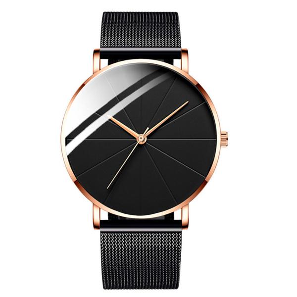Mode Frauen Luxus Uhren Ultra-Dünne Business Rose Gold Mesh Edelstahl Uhren Uhr gold/schwarz