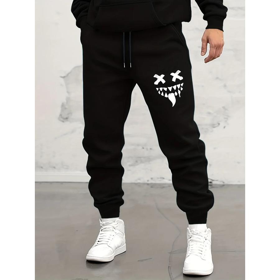 Herbst/Winter Herren Jogginghose Monster Smile Aufdruck Schnür-Jogginghose Herren Freizeithose für den täglichen Gebrauch mit Jogginghose S-3XL XL