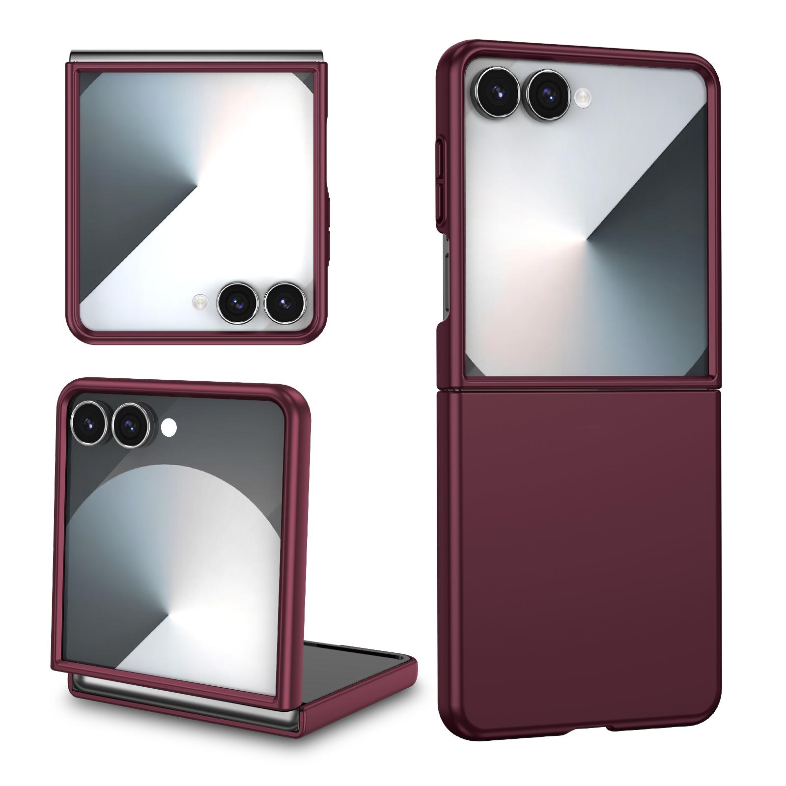 Harte PC Hülle Zubehör Hülle für Samsung Galaxy Z Flip7 5G Flip 7 Flip6 Flip 6 5 4 3 2 Flip2 Flip5 Flip4 Flip3 Faltbare Tasche Galaxy Z Flip3 5G wein rot