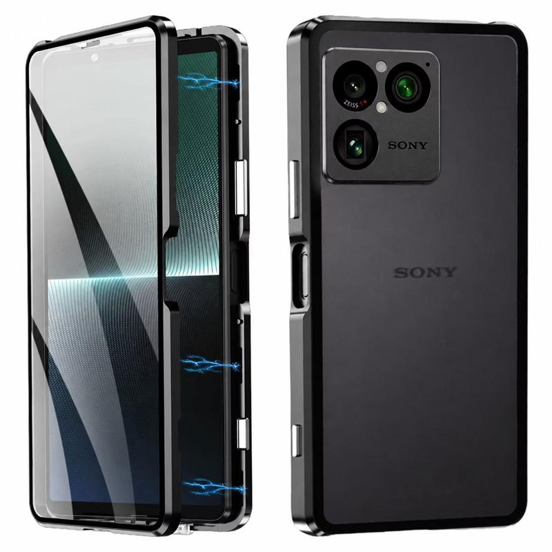 Hülle Für Sony Xperia 1 VIII 360 Vollhülle Doppelseitige Magnetische Adsorption Metall Capa Gehärtetes Glas Schutzabdeckung Sony Xperia 1 VIII schwarz