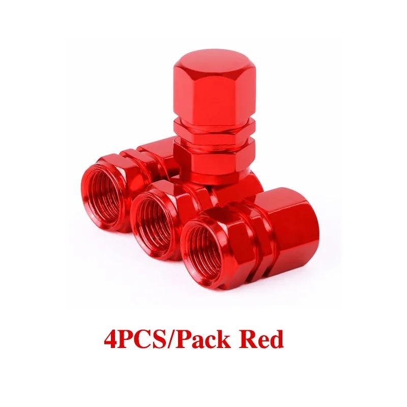 4/8 Teile/paket Auto Reifen Ventilschaftkappen Auto Rad Dekoration Metall Legierung Mutter Reifen Luftdichte Schraube Abdeckung Auto Zubehör universal Red 4PCS