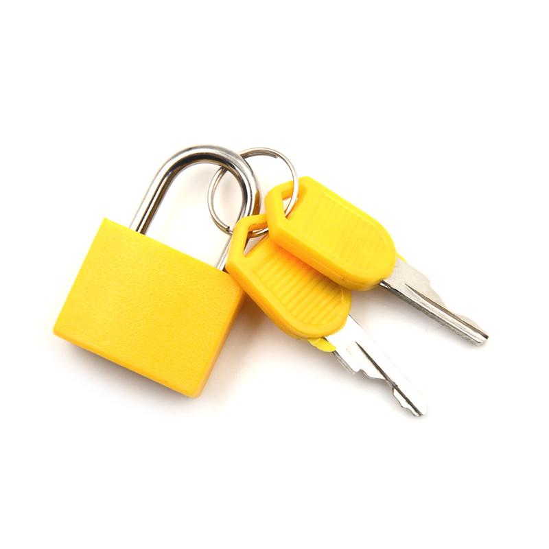 Mini starkes Vorhängeschloss aus Stahl für Reisekoffer, Schubladen, Wohnheimschlösser mit 2 Schlüsseln gelb