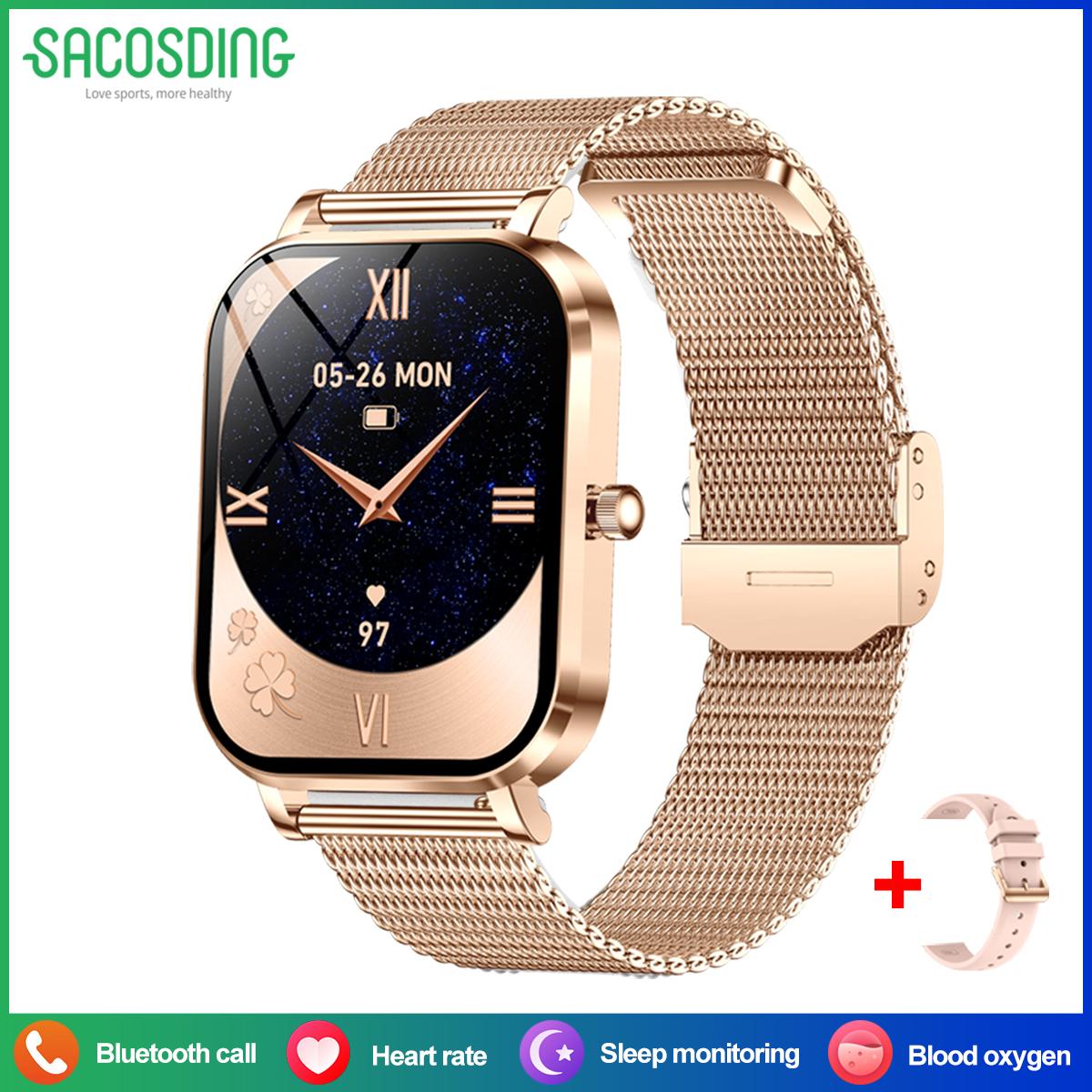 SACOSDING 1,75-Zoll HD-Bildschirm Damen Smartwatch Gesundheitsüberwachung BT-Anruf Weiblich Frauen Mode Sport Fitness Tracker Smartwatch