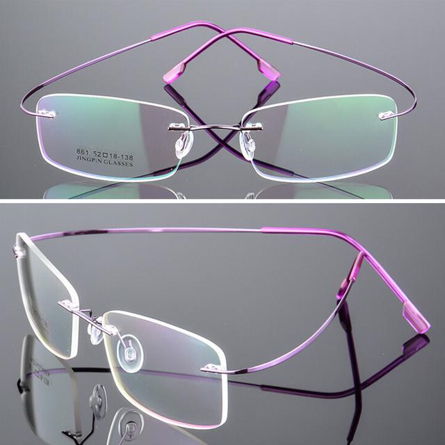 Titanlegierung Superelastische Randlose Brille Männer Frauen Unisex Rahmenlose Brillen Mode Business Brillen Schutz Auge violett