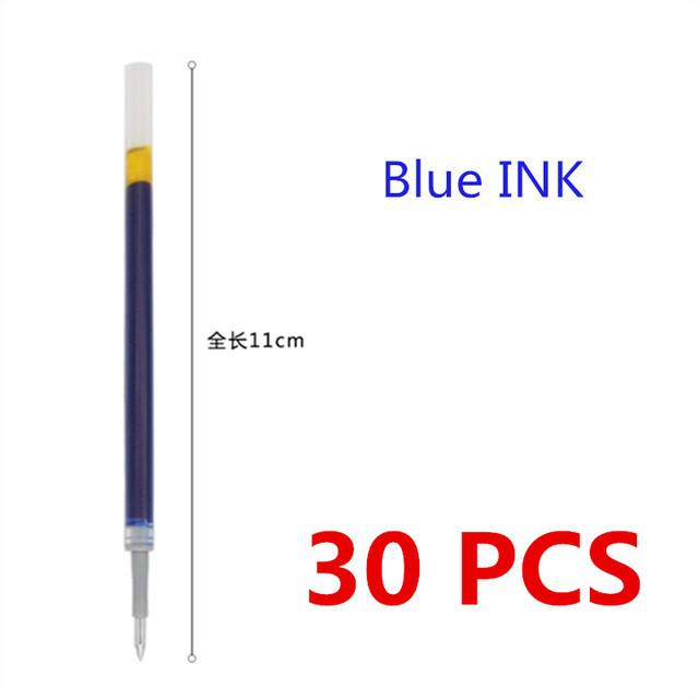 Gelschreiber-Minen, 30 Stück, schwarz-blau, 0,5 mm Schreiblinie, gepresste Mine, K35-Stifte, Kugelschreiber-Mine, Büro-/Schulbedarf blau