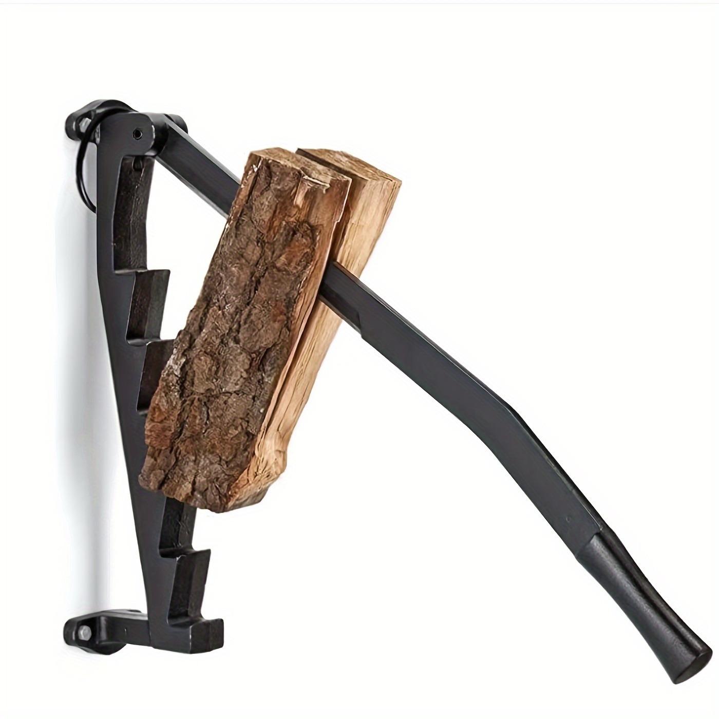 Holzspalter aus Eisen, Holzschneider mit Aufbewahrungstasche für Brennholz, Aufbewahrungsschlaufe und zwei Handschuhen – Anzündespalter zum effizienten Zerkleinern von Brennholz household
