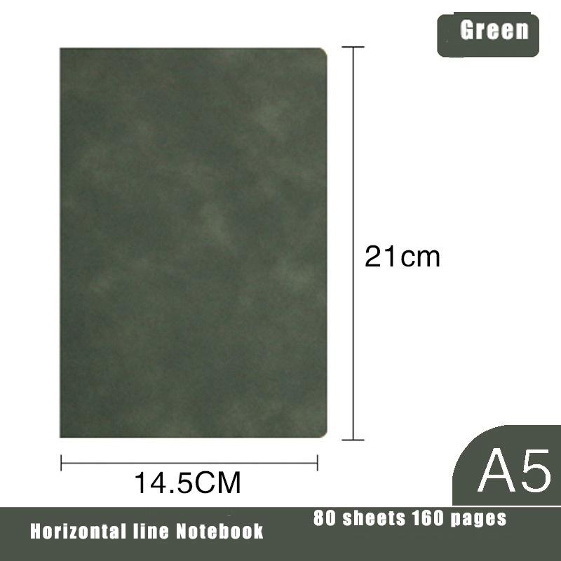 A4/A5 Notizbuch aus weichem Leder, verdicktes Notizbuch, Arbeitstreffen, Klassenzimmer, Aufzeichnung, Notizbuch, Tagebuch, Buch, horizontale Linie, Innenseite A5 160pages grün