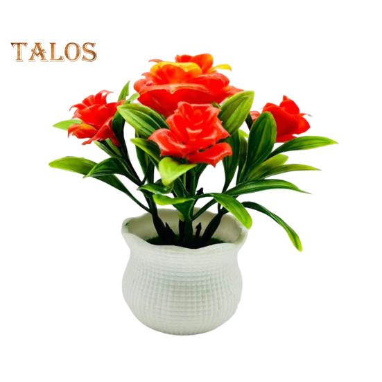 Künstliche Topfpflanzen, 5 Rosenblütenköpfe, für Zuhause, Büro, Tischdekoration, Hochzeit, Kunstblumen, Bonsai, für drinnen und draußen, Schreibtisch-Dekoration orange