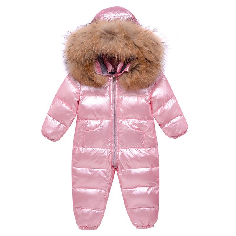 Baby Einteiler Daunenjacke Neugeborenen Baby Strampler Kuschelkleidung Jungen und Mädchen Baby Gehen Sie raus um es warm zu halten Winter Krabbelkleidung 80cm rosa