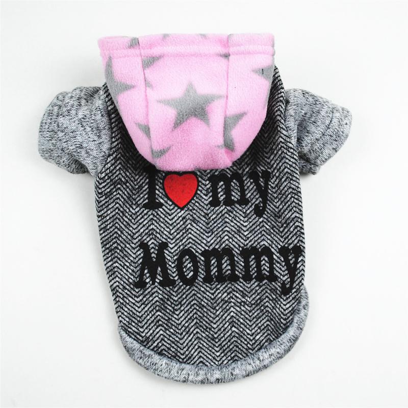 Haustier-Kleidung, süßer Brief-Design, Kapuzenpullover, warmer Winter-Fleece-Pullover, lässiges Haustier-Hundebekleidungszubehör M rosa