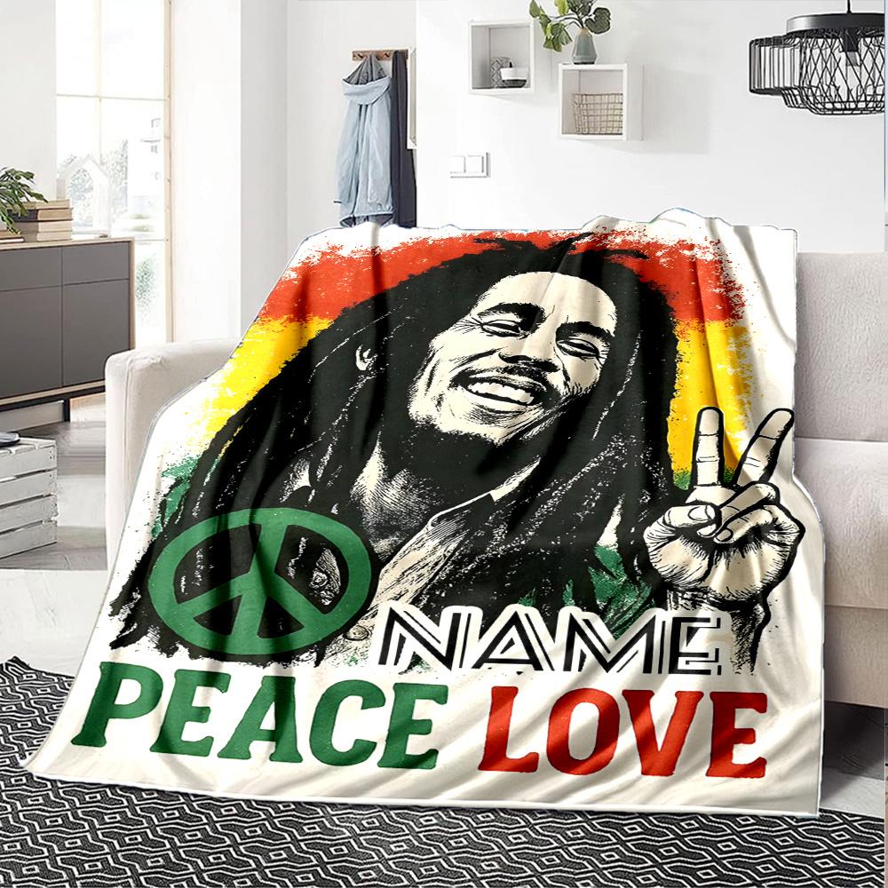 Bob Marley Friede Liebe Vier Jahreszeiten Decke Personalisiert Mit Ihrem Namen Leicht Und Warm Perfektes Geschenk Für Zuhause Büro Camping Sofa Reise Strand 150cmx180cm