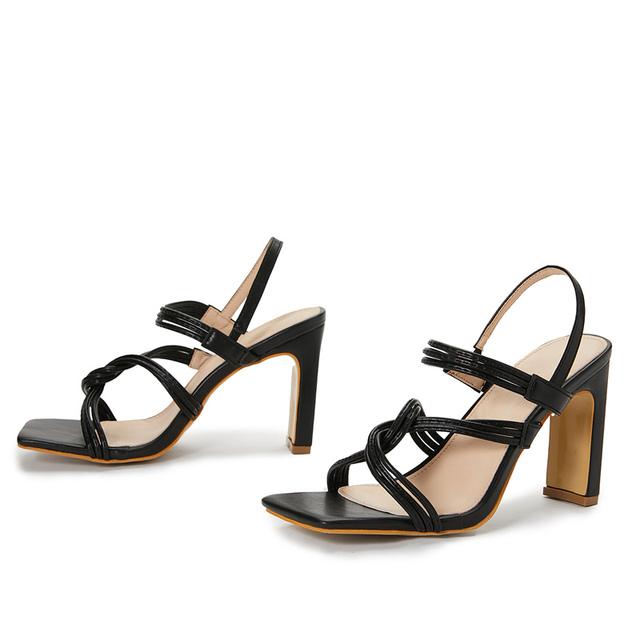 Sommer Frauen Fetisch 9,5 cm High Heels Sandalen Lady Gladiator Strap Block Heels Sandalen Rosa Nachtclub Party Qualität Schuhe 40 schwarz