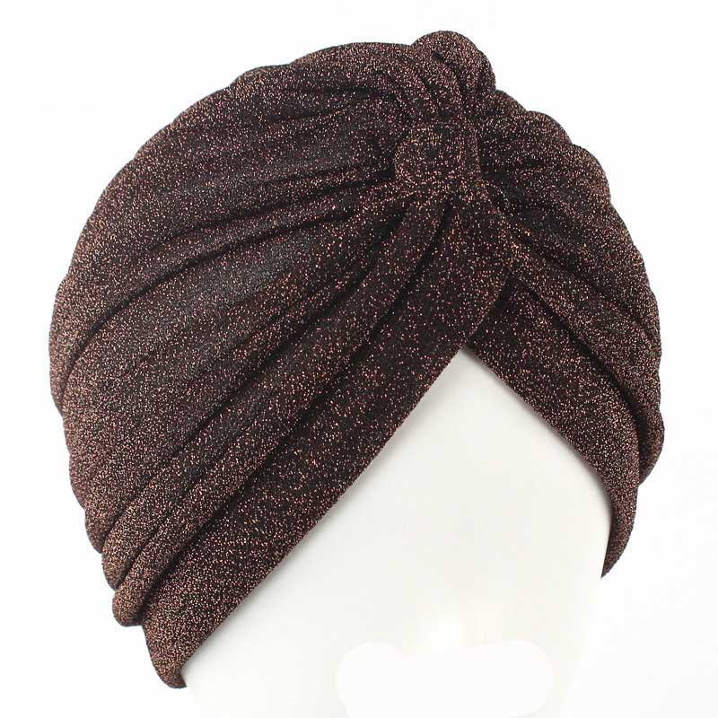 Damen Mode Kleidung Accessoires glänzende Mützen Geschenk Mädchen Turban elastische lässige Hüte kaffeebraun
