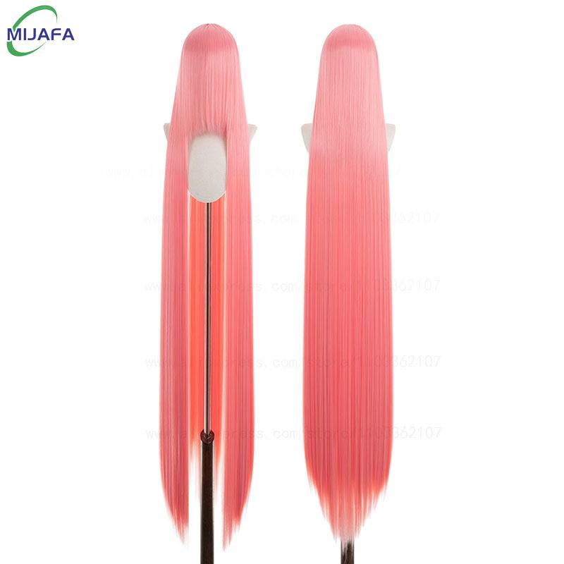 700g Hohe Qualität 59 150cm Lang Gerade Cosplay Perücke Mit Pony Blond Braun Rot Grün Blau Hitzebeständige Haarfarben Anime Perücken