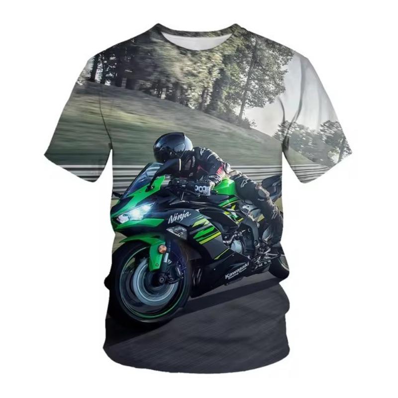 Sommer und Sommer heißer Verkauf Rundhals Motorrad Jugend 3D gedruckt Herren T-Shirt täglich lässig personalisierte trendige Top S gray